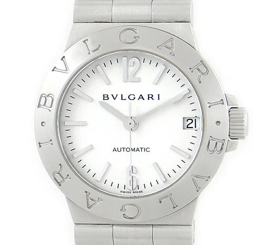 BVLGARI ブルガリ ディアゴノ スポーツ LCV29S デイト 白 ホワイト SS ステンレス レディース 自動巻き 【6ヶ月保証】【腕時計】【中古】