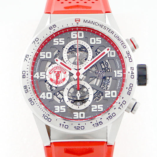 Inspector Tag HEUER Tag Heuer Tag Hey Carrella Caliber Caliver II 01 Manchester United Special Edition Limited Product CAR201M FT6156 Date Chronograph SS Stainless Steel Skeleton Men's Automatic Wind [6 months warranty] [Used]