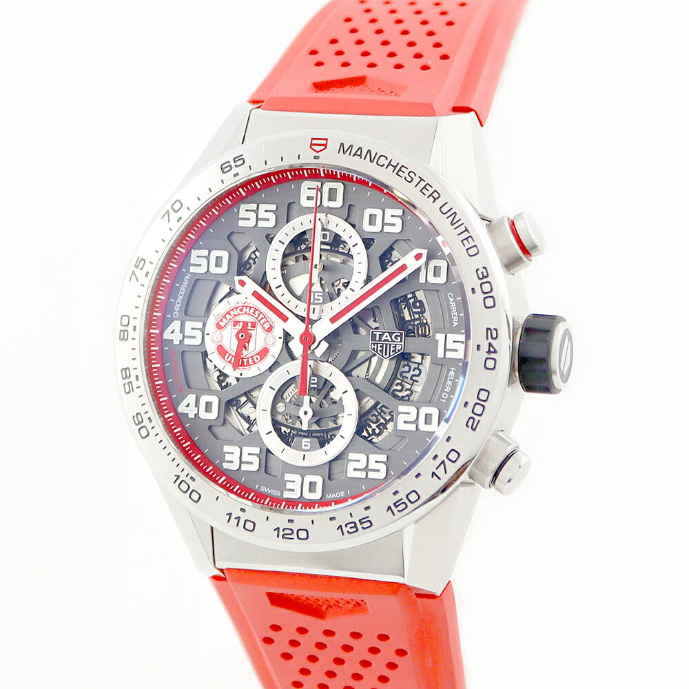 Inspector Tag HEUER Tag Heuer Tag Hey Carrella Caliber Caliver II 01 Manchester United Special Edition Limited Product CAR201M FT6156 Date Chronograph SS Stainless Steel Skeleton Men's Automatic Wind [6 months warranty] [Used]