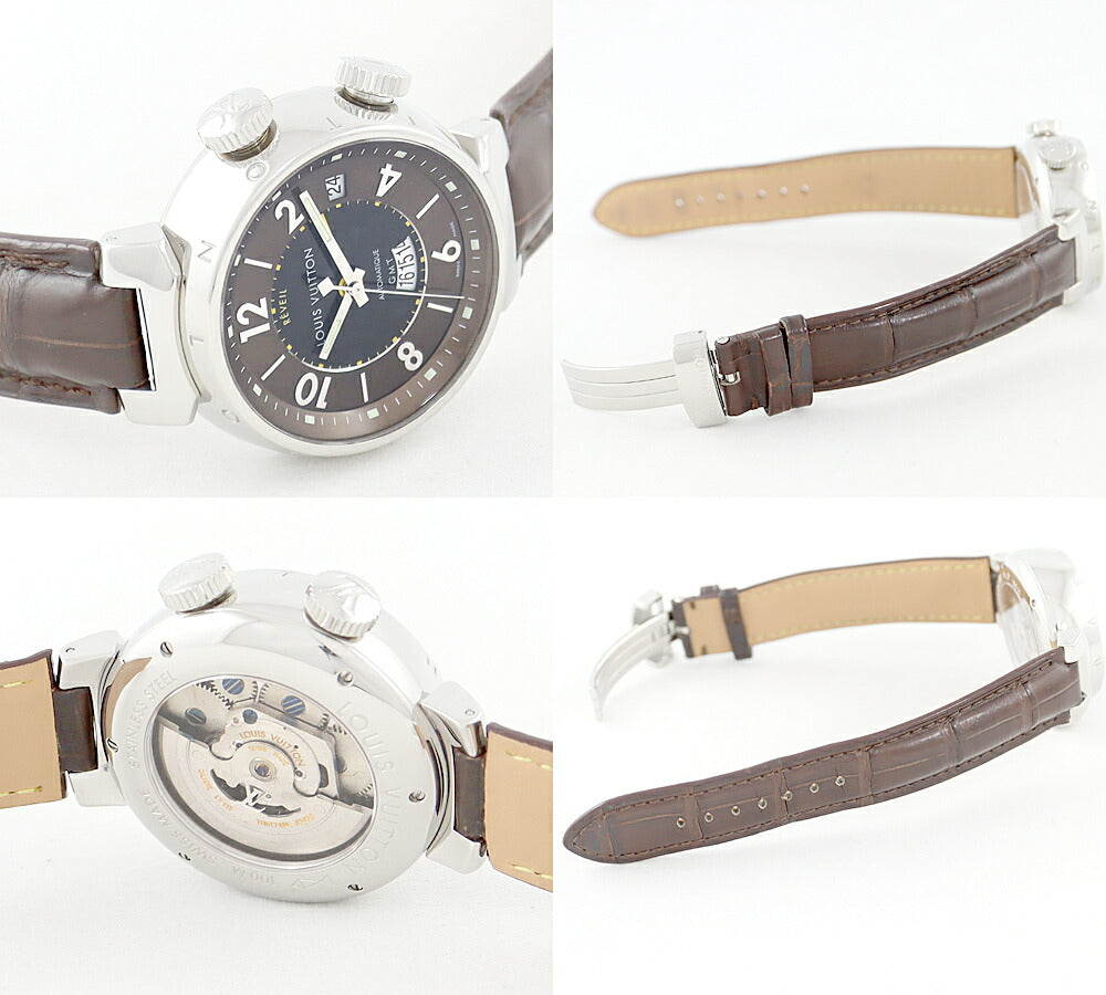 Inspection of internal point inspection LOUIS VUITTON Louis Vuitton Tamboul Revay GMT Q1151 Alarm Date 100 Waterproof Brown Tea SS Stainless Steel Genuine Buckle Buckle Buckle Men Automatic Wind [6 months warranty] [Used]
