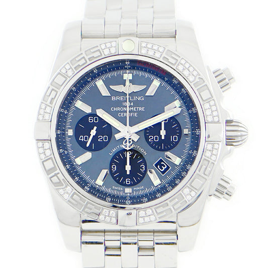 BREITLING Breitling Chronomat 44 AB01112A BF68 Japan Limited 20 Genuine Diamond Besel Chronograph 200m Waterproof Date Blue Shell SS Stainless Steel Automatic Winding [6 months warranty] [Watch] [Used]