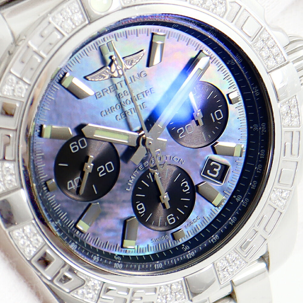 BREITLING Breitling Chronomat 44 AB01112A BF68 Japan Limited 20 Genuine Diamond Besel Chronograph 200m Waterproof Date Blue Shell SS Stainless Steel Automatic Winding [6 months warranty] [Watch] [Used]