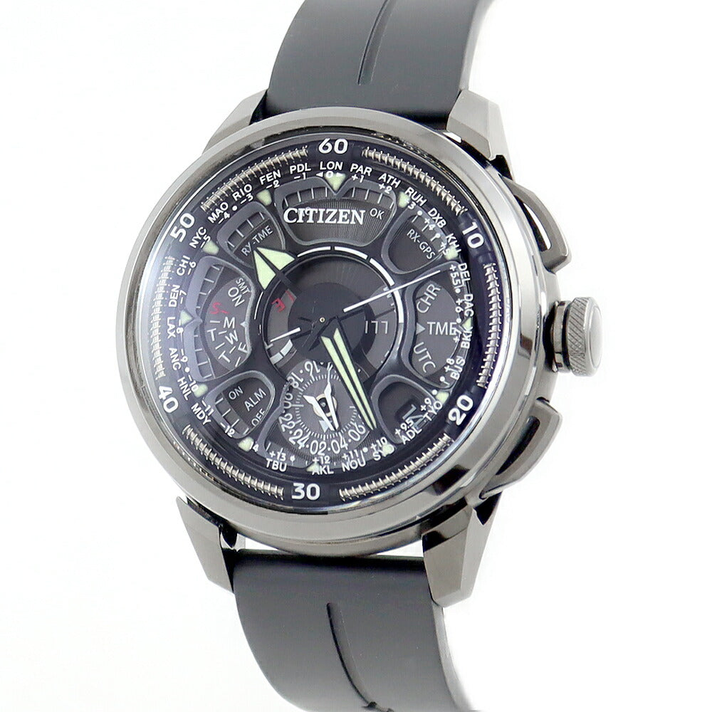 CITIZEN シチズン サテライトウェーブ クロノグラフ GMT 1500本限定 F990 CC7005-16F デイト グレー チタン  電波ソーラー メンズ SATELLITE WAVE 【6ヶ月保証】【腕時計】【中古】