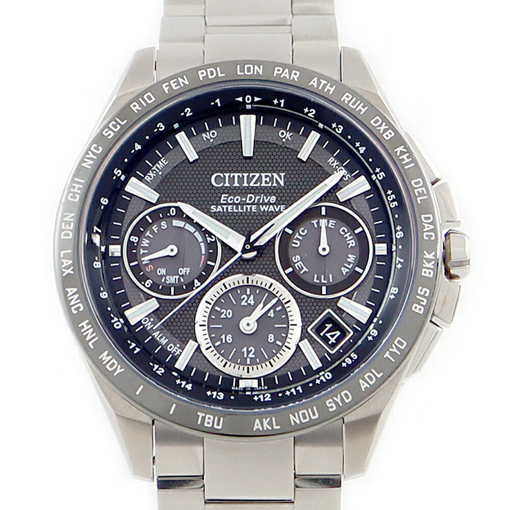 CITIZEN シチズン ATTESA アテッサ ECO Drive エコドライブ クロノグラフ CC9015-54E デイト グレー チタン 電波ソーラー メンズ SATELLITE WAVE 【6ヶ月保証】【腕時計】【中古】