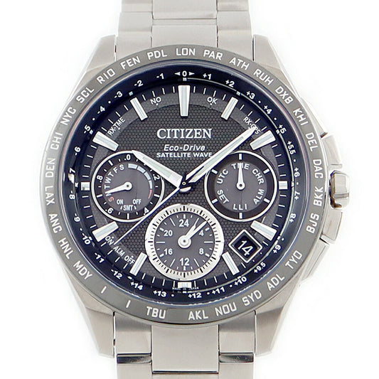 CITIZEN シチズン ATTESA アテッサ ECO Drive エコドライブ クロノグラフ CC9015-54E デイト グレー チタン 電波ソーラー メンズ SATELLITE WAVE 【6ヶ月保証】【腕時計】【中古】