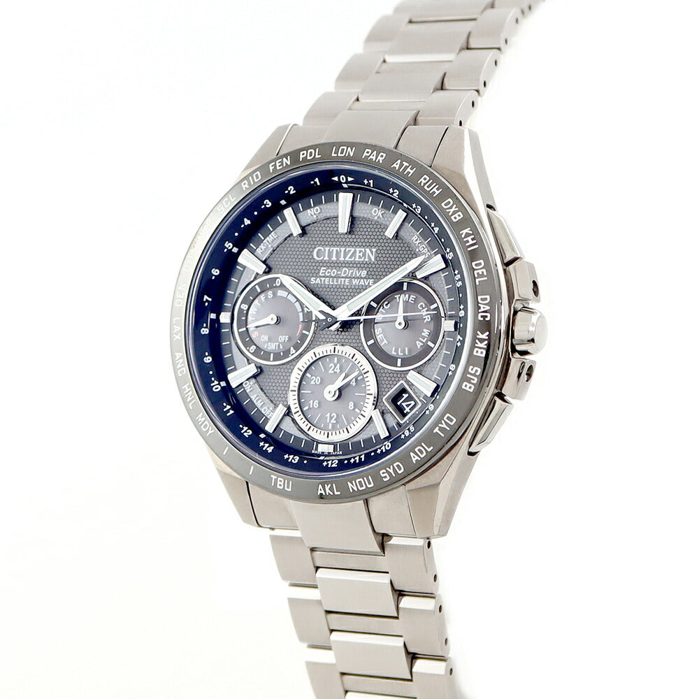 CITIZEN シチズン ATTESA アテッサ ECO Drive エコドライブ クロノグラフ CC9015-54E デイト グレー チタン 電波ソーラー メンズ SATELLITE WAVE 【6ヶ月保証】【腕時計】【中古】