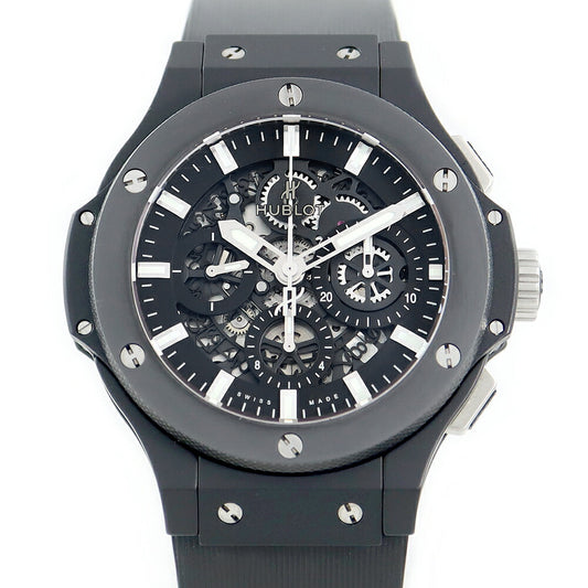 内部点検済 HUBLOT ウブロ アエロバン ブラックマジック 311.CI.1170.RX オールブラック 44mm クロノグラフ デイト ブラック 黒 セラミック チタン メンズ 自動巻き ビッグバン 311.CI.1170.GR【6ヶ月保証】【腕時計】【中古】