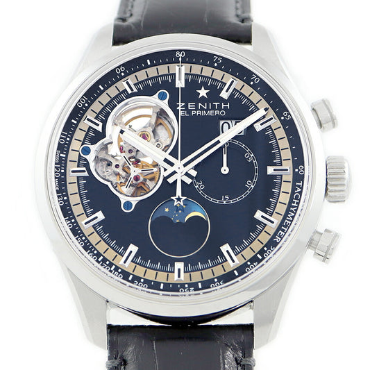 ZENITH ゼニス エルプリメロ クロノマスターオープン ムーン＆サンフェイズ 03.2160.4047/21.C714 SS ステンレス 純正尾錠 メンズ 自動巻き【6ヶ月保証】【腕時計】【中古】