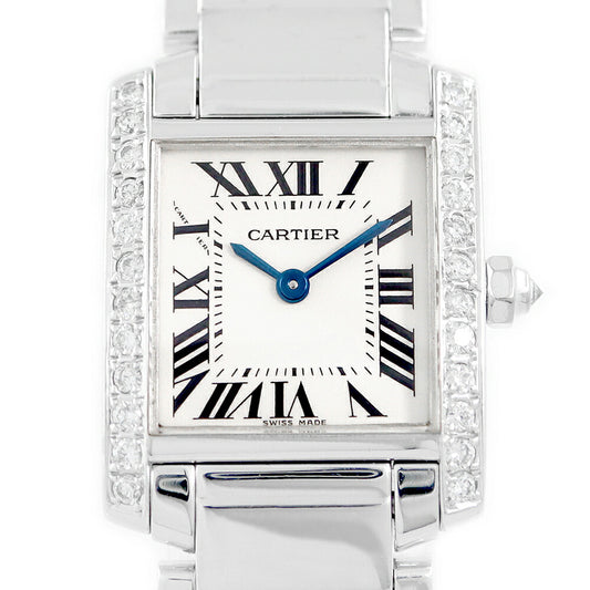 Cartier Cartier Cartier Cartier tank Franchasia SM WE1002S3 2403 Diamond bezel diamonds ivory white white K18WG White gold golden golden ladies after diamond quartz [6 months warranty] [Used]