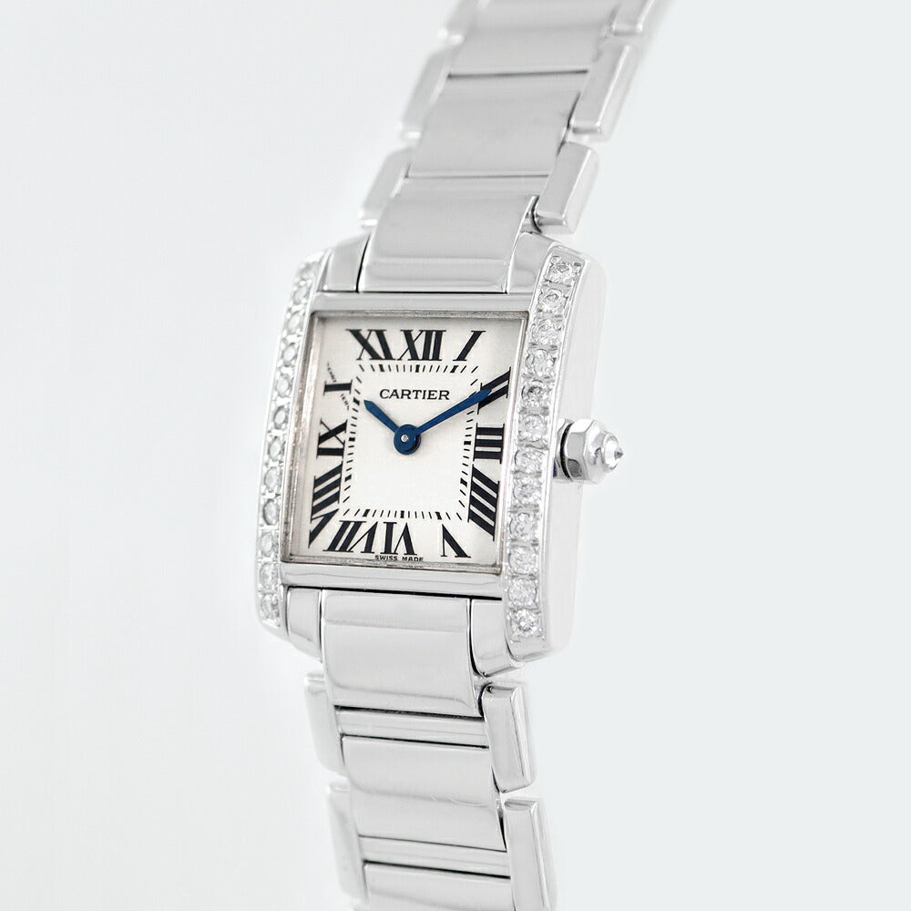 Cartier Cartier Cartier Cartier tank Franchasia SM WE1002S3 2403 Diamond bezel diamonds ivory white white K18WG White gold golden golden ladies after diamond quartz [6 months warranty] [Used]