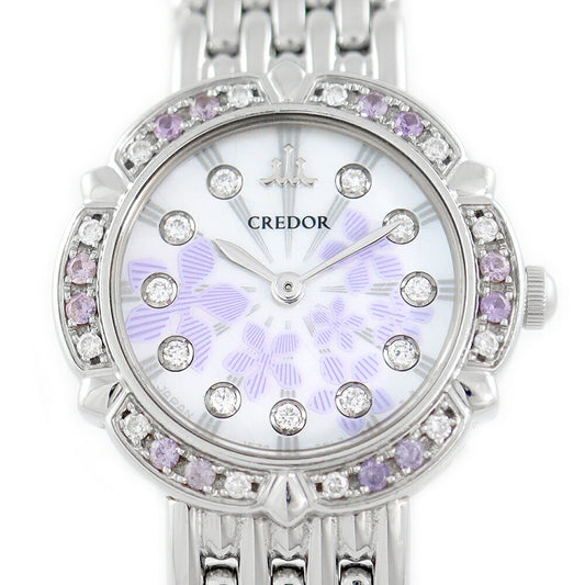 Rare battery replacement SEIKO Seiko Couredor Takarazuka 100th Anniversary GSTE845 1E70-0CZ0 Limited diamond bezel 11P Diamond Genuine Diamond Lavender Sphire genuine sapphire Sapphire Ss. White Shell SS Ladies Quartz Sapphire [6 months warranty] [Used]