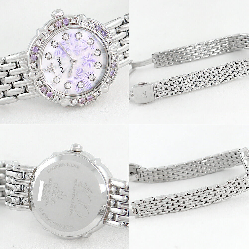 Rare battery replacement SEIKO Seiko Couredor Takarazuka 100th Anniversary GSTE845 1E70-0CZ0 Limited diamond bezel 11P Diamond Genuine Diamond Lavender Sphire genuine sapphire Sapphire Ss. White Shell SS Ladies Quartz Sapphire [6 months warranty] [Used]