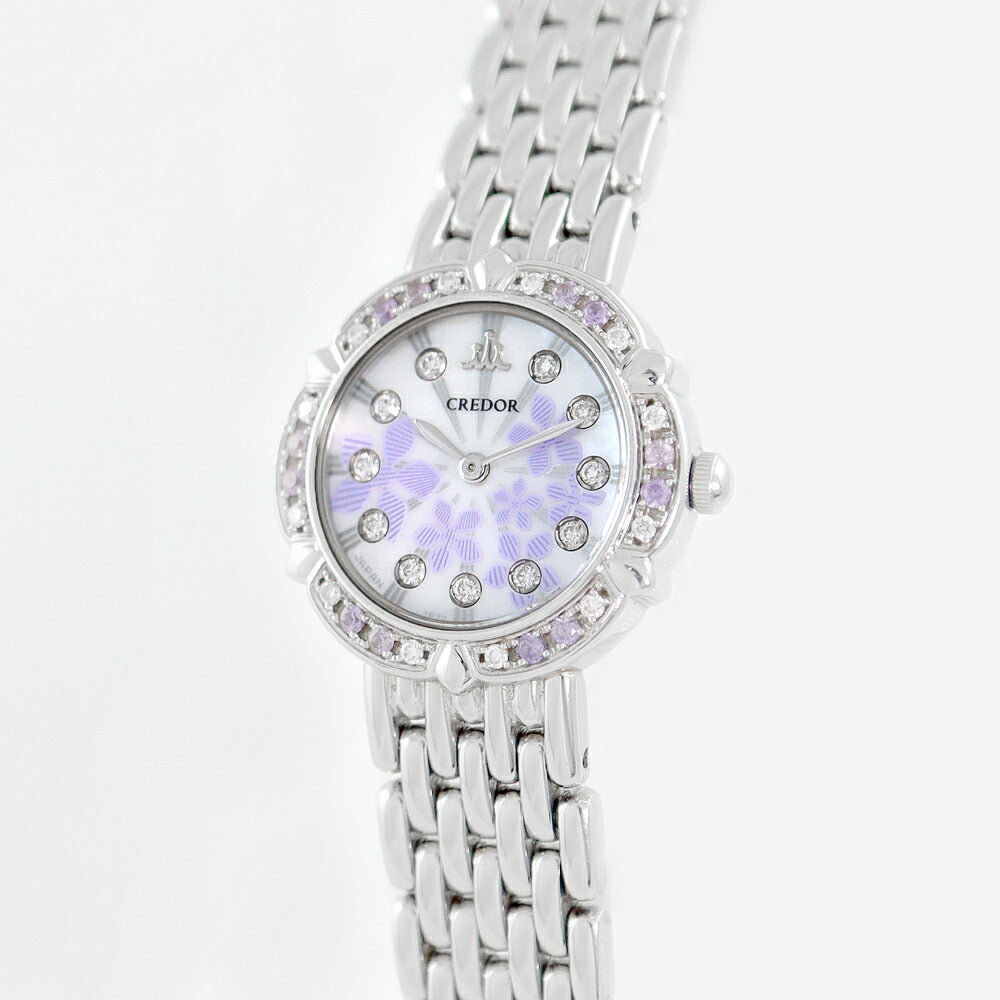 Rare battery replacement SEIKO Seiko Couredor Takarazuka 100th Anniversary GSTE845 1E70-0CZ0 Limited diamond bezel 11P Diamond Genuine Diamond Lavender Sphire genuine sapphire Sapphire Ss. White Shell SS Ladies Quartz Sapphire [6 months warranty] [Used]