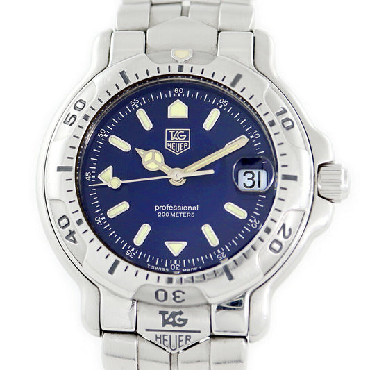電池交換済 TAG Heuer タグホイヤー 6000シリーズ WH1215-K1 デイト 200m防水 紺 ネイビー SS ステンレス メンズ ボーイズ クォーツ【6ヶ月保証】【腕時計】【中古】