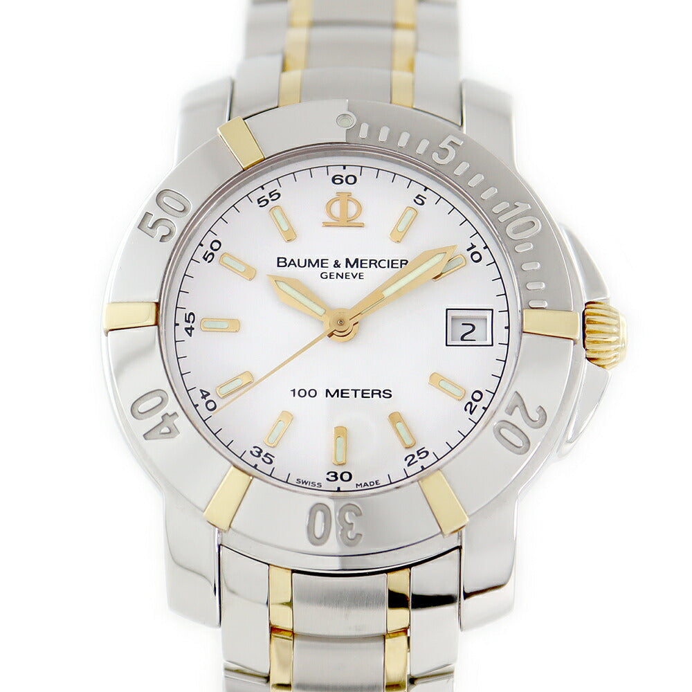 BAUME & MERCIER Baume & Mercier Baume & Merche Capland Diver 65423 Date White Yellow Gold SS Stainless Combination Men's Boys Quartz [6 months warranty] [Watch] [Used]