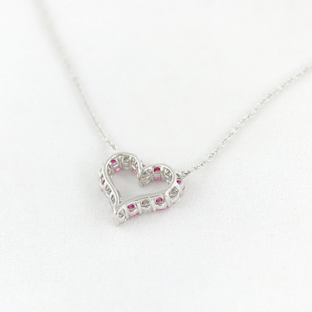 New finished Tiffany & Co. Tiffany Sentimental Heart 15.5mm Genuine Diamond 8P Diamond 8P Pink Sapphire PT950 Platinum Necklace [Jewelry] [Used]