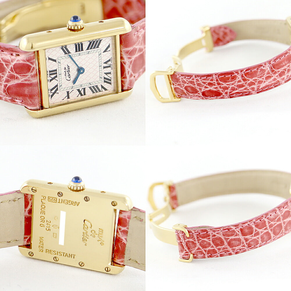 Cartier Cartier Cartier Cartier Mast Tank Vermille Aquarino 4500 Limited 2415 W1018687 Silver Pink lattice pattern SV925 Yellow Gold Ladies Quartz [6 months warranty] [Watch] [Used]