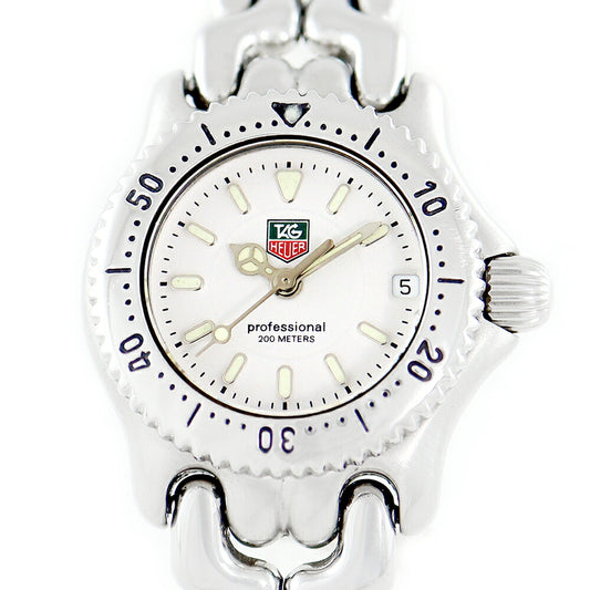 電池交換済 TAG Heuer タグホイヤー S/el セルシリーズ WG1412-0 デイト 200m防水 ホワイト 白 SS ステンレス レディース クォーツ【6ヶ月保証】【腕時計】【中古】