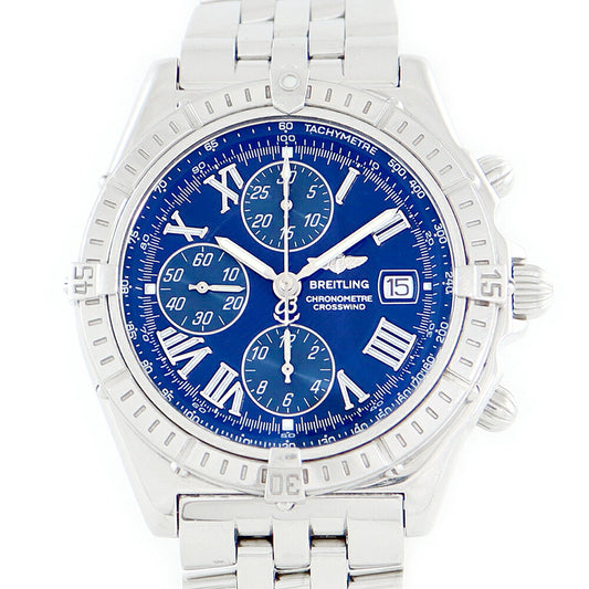 BREITLING Breitling Cross Wind A13355 Chronograph Date Roman Index Blue Blue SS Stainless Men Automatic Wind