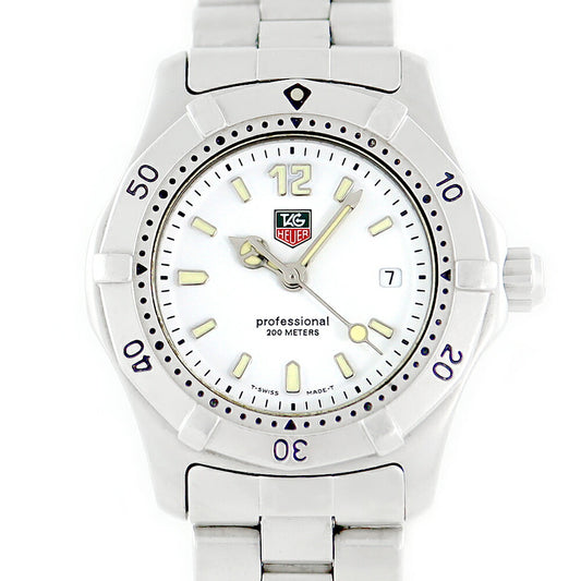 Battery replacement TAG HEUER Tag Hoear Professional WK1311 Date 200m Waterproof White White White White SS Stainless Ladies Quartz [6 months warranty] [Watch] [Used]