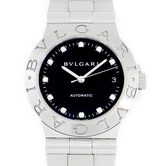 ☆内部点検済 BVLGARI ブルガリ ディアゴノ スポーツ LCV35S 11Pダイヤモンド デイト 黒 ブラック SS ステンレス メンズ 自動巻き 【6ヶ月保証】【腕時計】【中古】