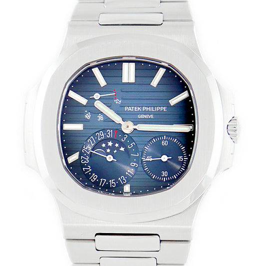 Almost New Domestic Genuine Patek PHILIPPE Patek Philippe Petit Completion 5712/1A-001 Power Reserve Moon Phase 5712 Gray Blue SS Stainless Men's Automatic Wind [6 months warranty] [Watch] [Used]