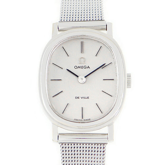 Rare product OMEGA Omega GENEVE Geneva Round Silver SS Stainless Steel Genuine Breath Ladies Handwritten Antique Vintage [Watch] [Used]