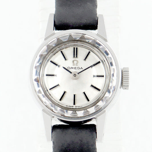 Rare product Omega Omega Cut glass 511.166 Cal.484 17 Stone Silver SS Stainless Steel Genuine Belt Genuine Buckwheat Ladies Hand -wound Antique Vintage [Watch] [Used]