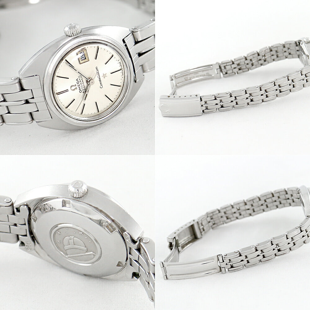 ☆Omega Omega Constellation Chronometer Date Silver SS Stainless Ladies Automatic Wrap Antique Vintage [Watch] [Used]