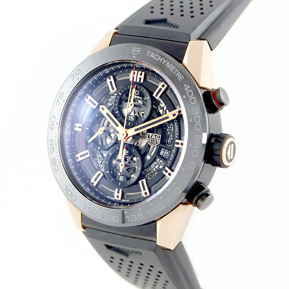TAG HEUER Taghoier Carrella Calibur II 01 Chronograph CAR2A5A FT6044 Date Skeleton Gold Black Black K18RG Rose Gold Titanium Ceramic Besel Men's Automatic Wind [6 months warranty] [Watch] [Used]