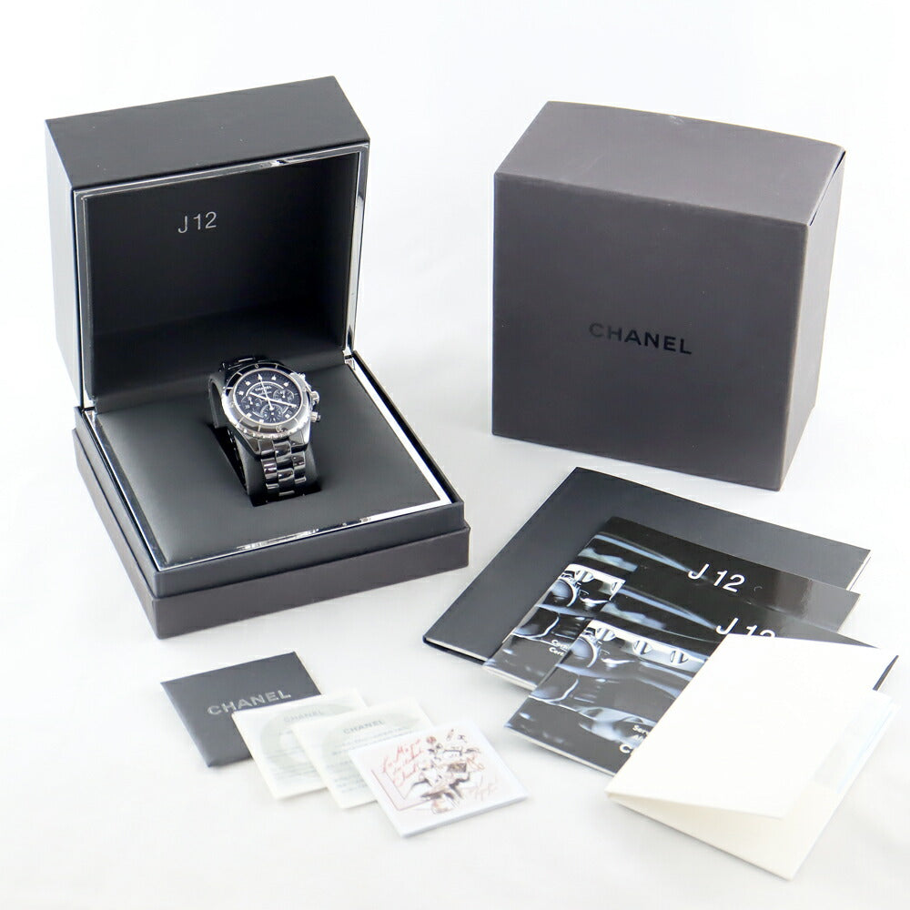 Inspection CHANEL Chanel Chanel J12 41mm H2419 Chronograph 9P Diamond Genuine Black SS Stainless Ceramic Men's Automatic Wind [6 months warranty] [Watch] [Used]
