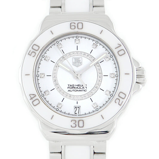 Inspection TAG HEUER Tag Heuer Formula 1 WAU2211 BA0861 Genuine Diamond 11P Diamond Circle Diamond Date White Ceramic SS Stainless Ladies Automatic Formula 1 [6 months warranty] [Used]