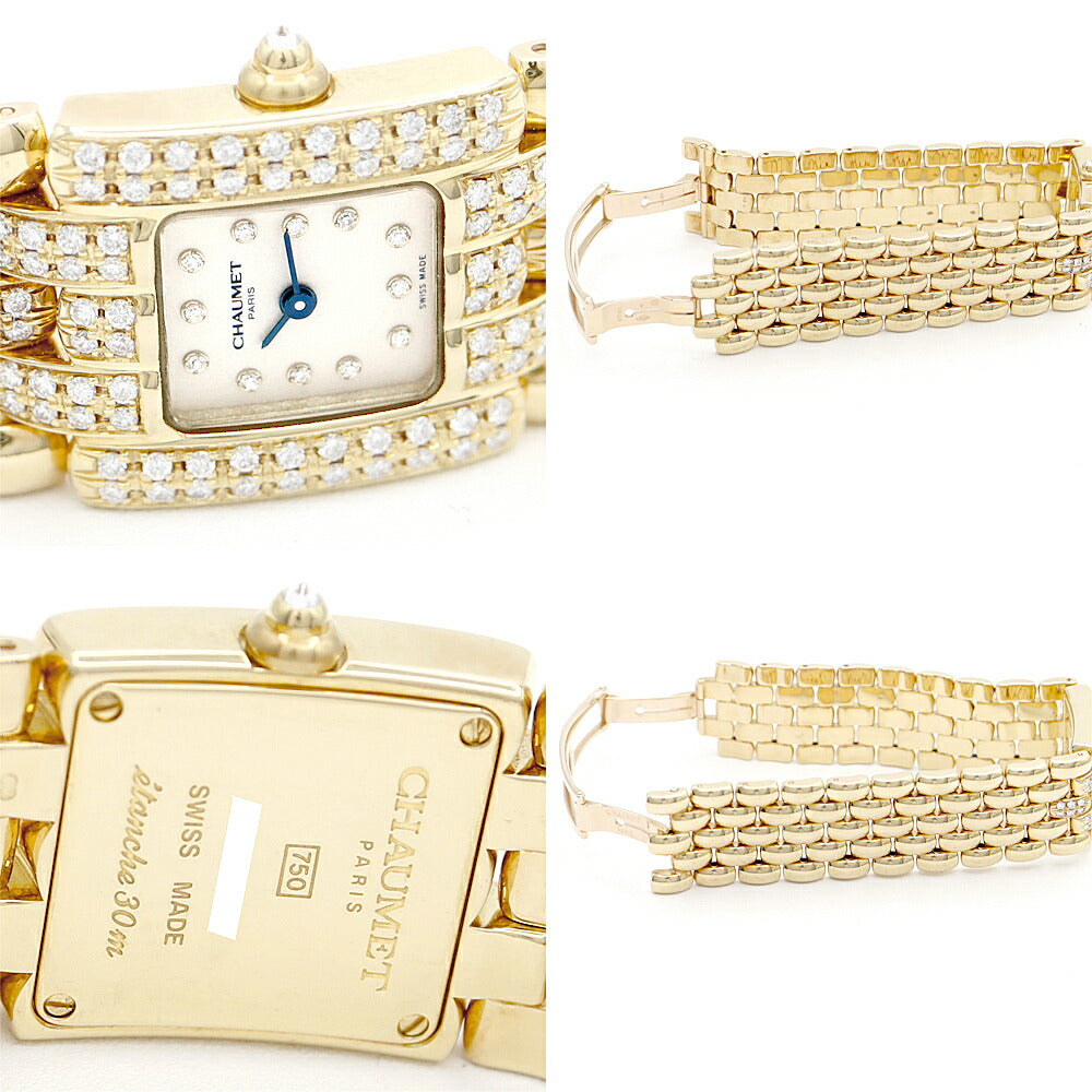 Battery replacement CHAUMET Show Meishis Double Diamond Bezel 12P Diamond White White White K18YG Solid Ladies Quartz [6 months warranty] [Watch] [Used]