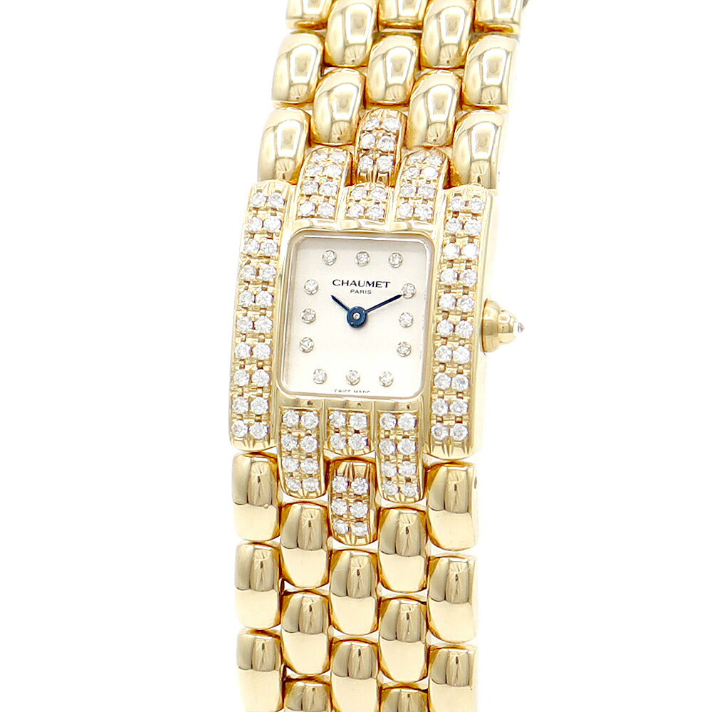 Battery replacement CHAUMET Show Meishis Double Diamond Bezel 12P Diamond White White White K18YG Solid Ladies Quartz [6 months warranty] [Watch] [Used]