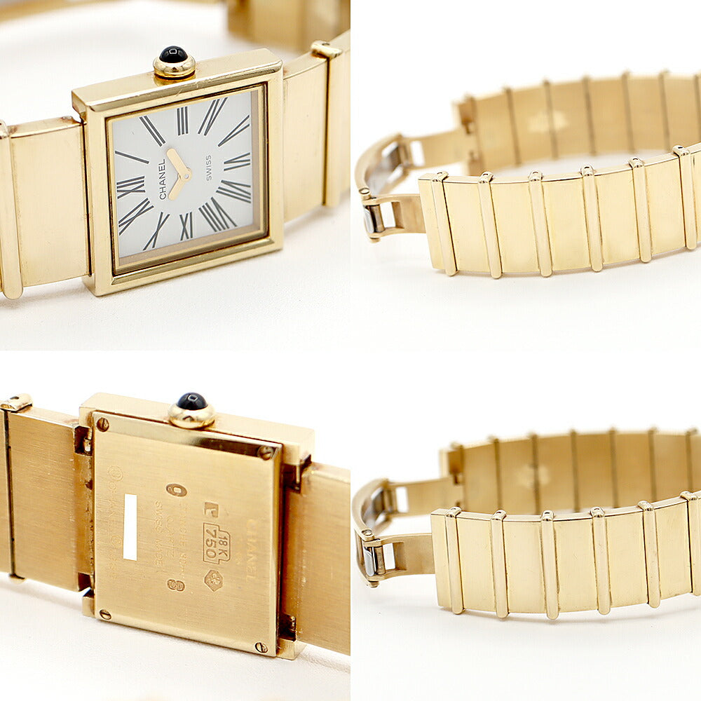 Battery replacement CHANEL Chanel Mademoiselle H0834 Pure White White K18YG Yellow Gold Ladies Quartz Mademozel [6 months warranty] [Watch] [Used]