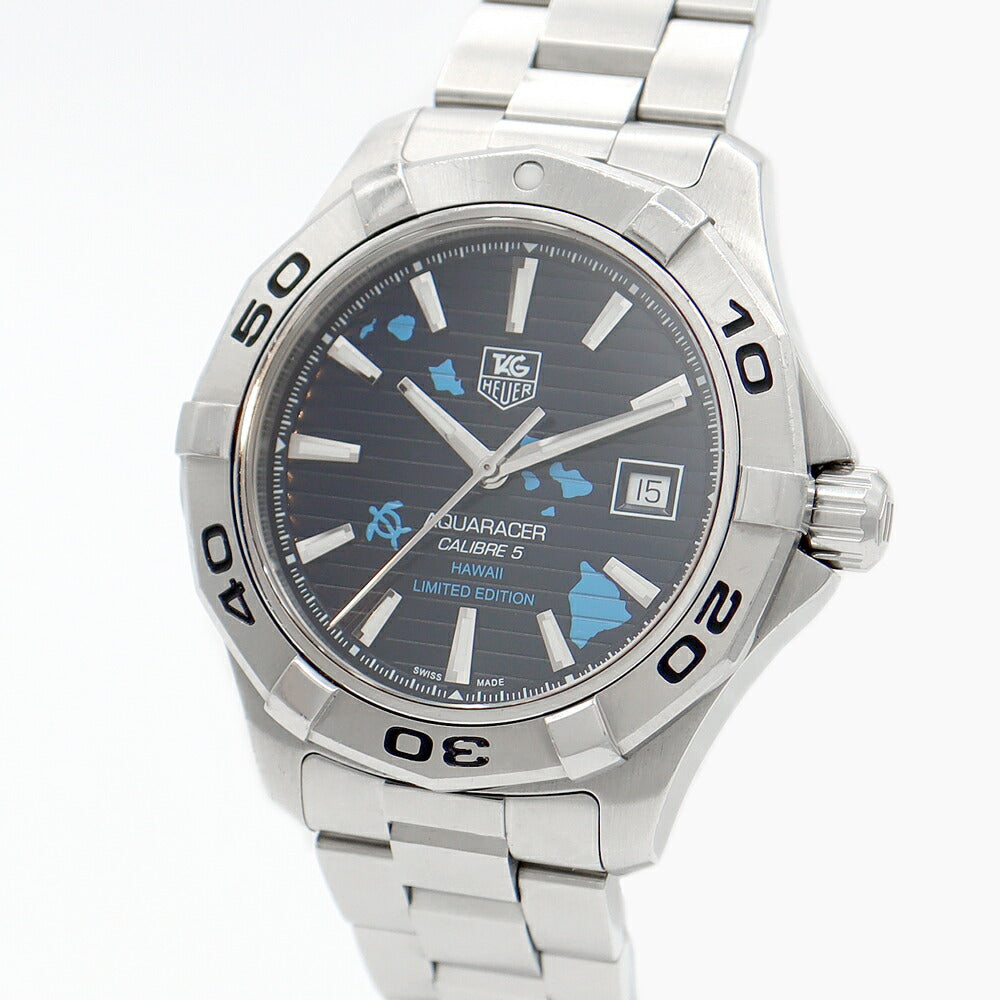 TAG HEUER Taghoier Aqua Racer Calibur 5 Hawaii Limited 300 WAP201AA BA0830 300m Waterproof Date Blue SS Stainless Men Automatic Wind [6 months warranty] [Watch] [Used]