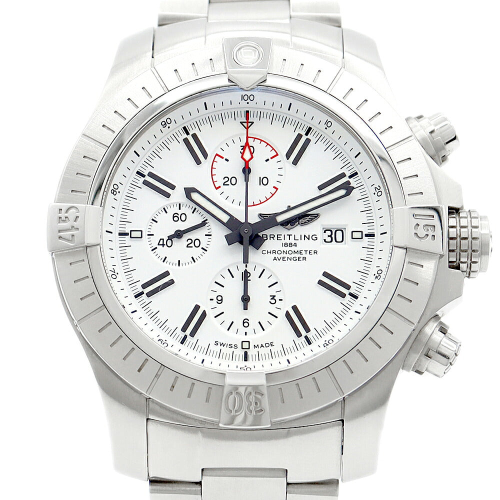 Inspection BREITLING BREITLING Breitling Super Avenger Chronograph 48 A133751A1A1A1 Limited 300m Waterproof Date White White SS Stainless Men's Automatic Wind [6 months warranty] [Watch] [Used]