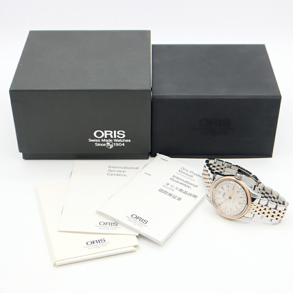 ORIS Oris Big Crown Point Tar Date 01 7543 4361-07 8 20 63 Back Skeleton 50m Waterproof Silver SS Stainless GP Gold Combi Men's Automatic Wind