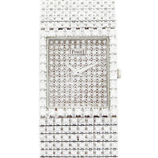 PIAGET Piaget Piagier Square Full Diamonds 96660 Bezel Diamond Breath Diamond K18WG White Gold Golden Fruit Diamond Boys Men's Women's hand -rolled [6 months warranty] [Watch] [Used]