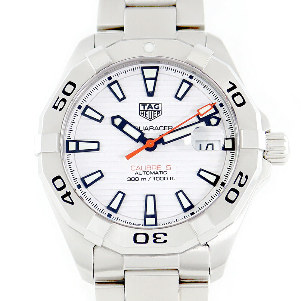 Almost new internal point inspection TAG HEUER Tag Heuer Aqua Lacer River 5 WBD2111 BA0928 Date 300m Waterproof White White White White SS Stainless Men Automatic Wind [6 months warranty] [Watch] [Used]