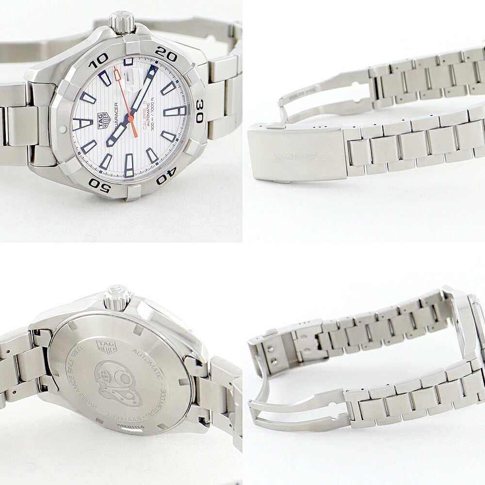Almost new internal point inspection TAG HEUER Tag Heuer Aqua Lacer River 5 WBD2111 BA0928 Date 300m Waterproof White White White White SS Stainless Men Automatic Wind [6 months warranty] [Watch] [Used]