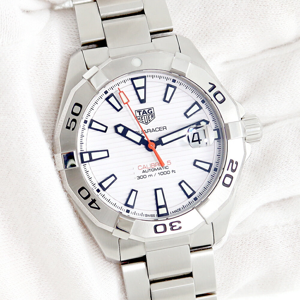 Almost new internal point inspection TAG HEUER Tag Heuer Aqua Lacer River 5 WBD2111 BA0928 Date 300m Waterproof White White White White SS Stainless Men Automatic Wind [6 months warranty] [Watch] [Used]