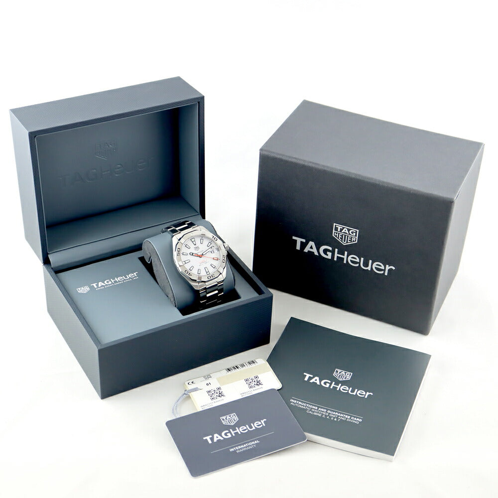 ほぼ新品 内部点検済 TAG Heuer タグホイヤー アクアレーサー キャリバー5 WBD2111 BA0928 デイト 300m防水 白 ホワイト SS ステンレス メンズ 自動巻き【6ヶ月保証】【腕時計】【中古】