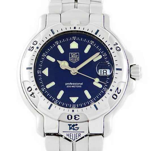 電池交換済 TAG Heuer タグホイヤー 6000シリーズ WH1215-K1 デイト 200m防水 紺 ネイビー SS ステンレス メンズ ボーイズ クォーツ【6ヶ月保証】【腕時計】【中古】