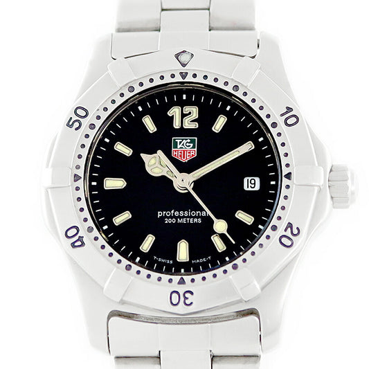電池交換済 TAG Heuer タグホイヤー 2000シリーズ プロフェッショナル WK1310 デイト 200m防水 黒 ブラック SS ステンレス レディース クォーツ【6ヶ月保証】【腕時計】【中古】