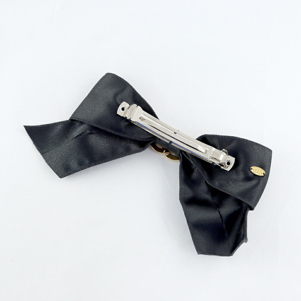 CHANEL Chanel Coco Mark Ribbon Valletta Hair Clip Black Black Gold Metal Ladies Vintage Antique [Jewelry] [Used]