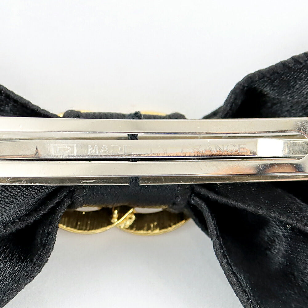 CHANEL Chanel Coco Mark Ribbon Valletta Hair Clip Black Black Gold Metal Ladies Vintage Antique [Jewelry] [Used]