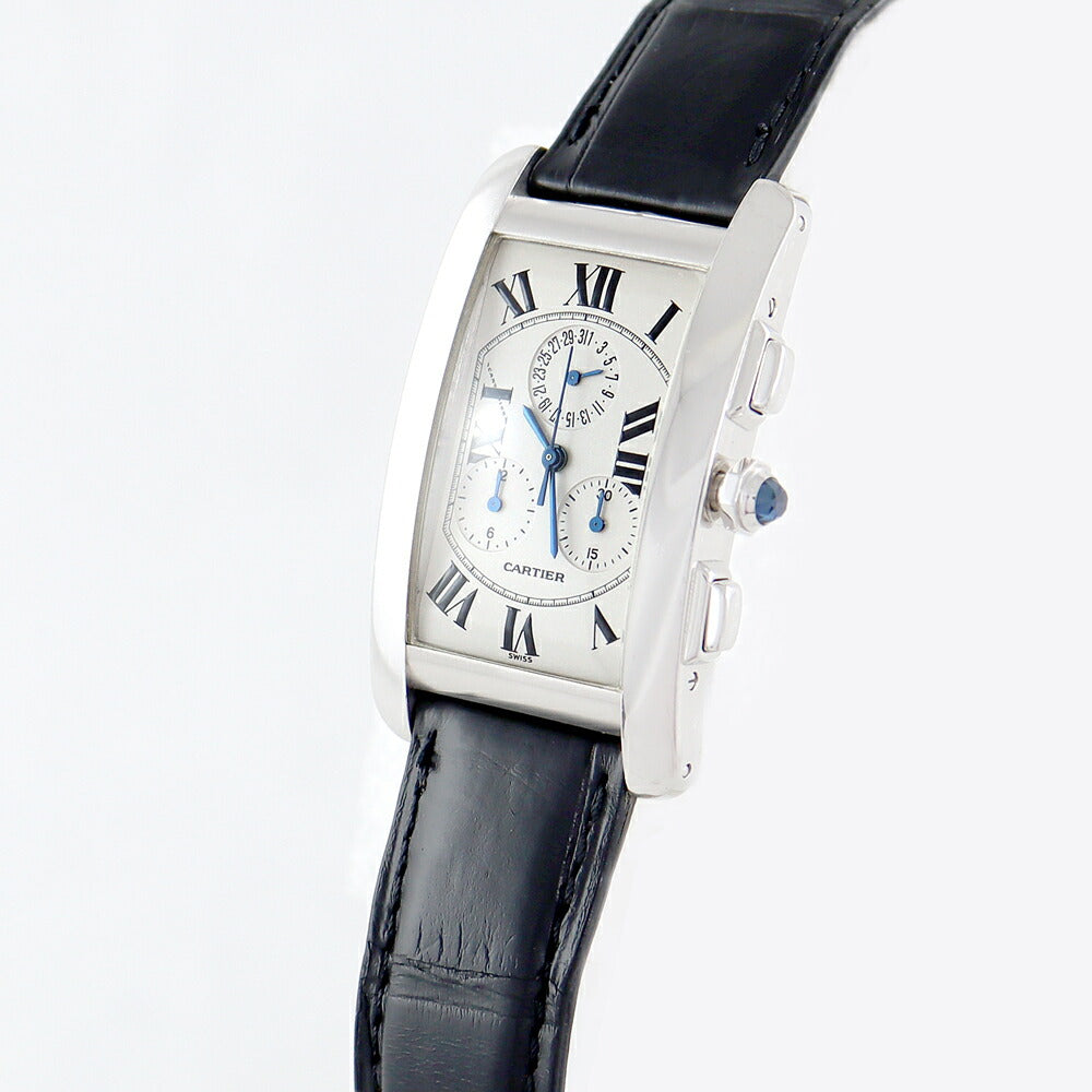 Cartier Cartier Cartier Cartier Tank American LM Chronory Flex W2603356 solid chronograph permanent calendar day white ivory K18WG White gold genuine belt genuine genuine K18WG buckle men's quartz [6 months warranty] [Watch] [Used]