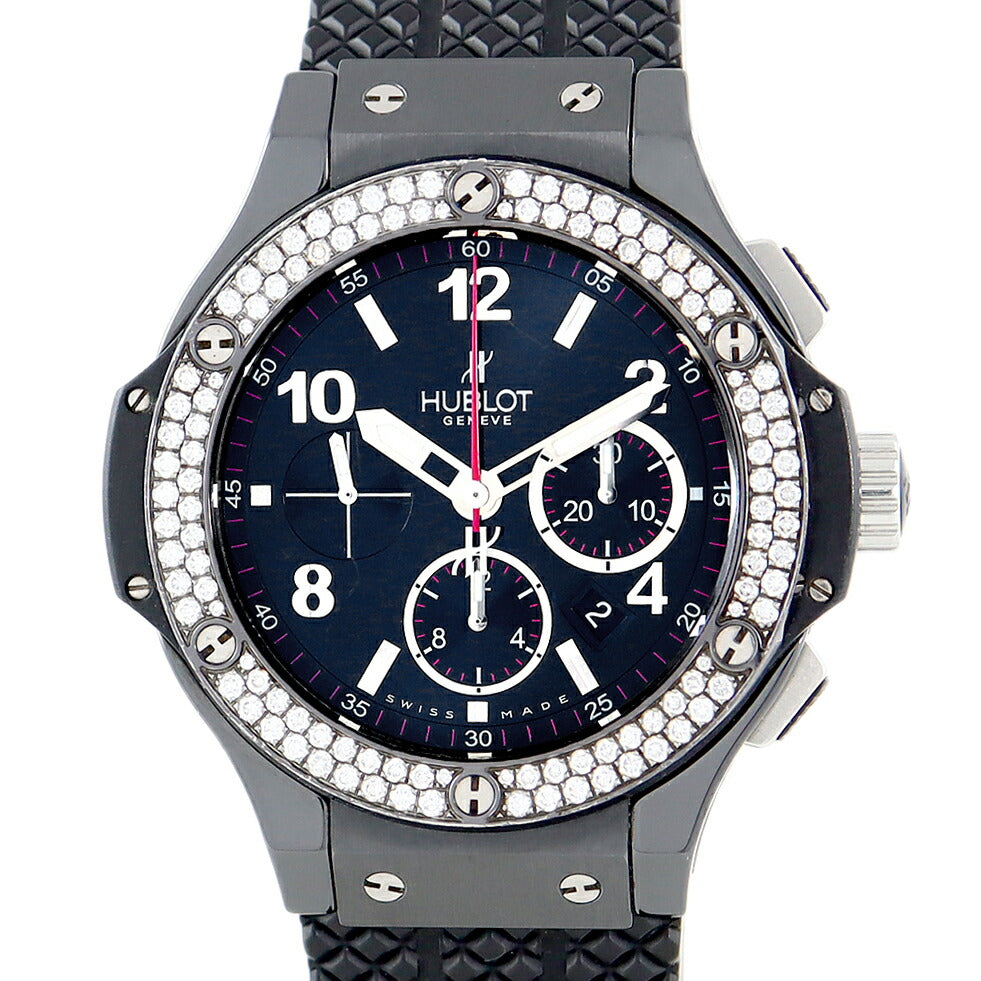 HUBLOT ウブロ ビックバン ブラックマジック 301.CV.130.RX.114 オールブラック ダイヤベゼル 純正ダイヤ 44mm クロノグラフ デイト ブラック 黒 セラミック チタン メンズ 自動巻き ビッグバン 311.CI.1170.GR【6ヶ月保証】【腕時計】【中古】