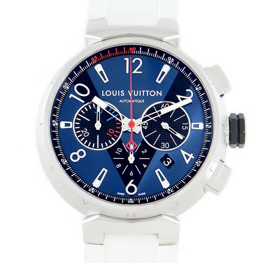 Inspection of internal points LOUIS VUITTON Louis Vuitton Tambul Regatta Chronograph Q102V Date Blue Blue Black Black SS Stainless Steel Genuine Belt Genuine Bucket Men's Automatic Wind [6 months Warranty] [Watch] [Used]